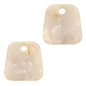 Pendenti in resina trapezio bianco perlato-rosa