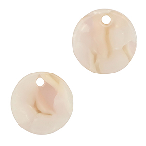 Pendenti in resina 12mm bianco perlato-rosa