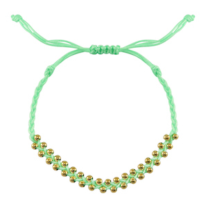 Braccialetti alla moda perline in acciaio inossidabile verde menta-oro