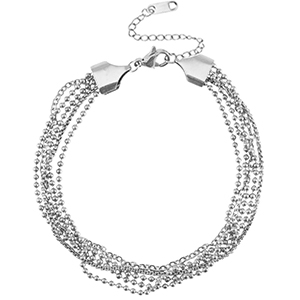 Cavigliere in acciaio inossidabile multiplo giro argento