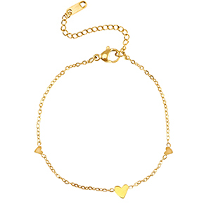 Bracciali in acciaio inossidabile cuori oro