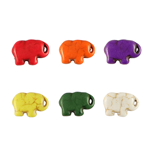Perline in pietra naturale howlite elefante multicolore