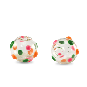 Perline di vetro dipinte a mano 8mm trasparente-verde arancio