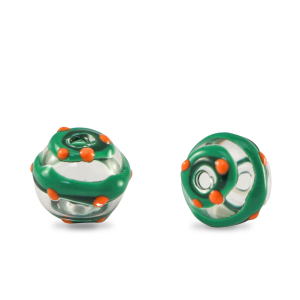 Perline di vetro dipinte a mano 8mm trasparente-verde arancio