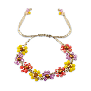 Bracciali con perline sfaccettate fiore multicolore-marrone topazio