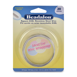 Beadalon Filo stile tedesco piazza 20Gauge argento