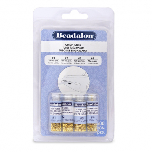 Beadalon schiaccini confezione tubo (0.8mm, 1.3mm, 1.5mm, 1.8mm) oro