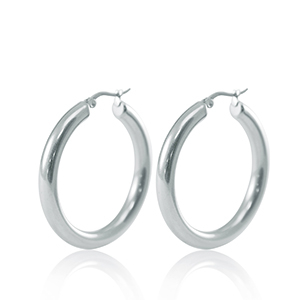 Orecchini in acciaio inossidabil a cerchio 40mm argento