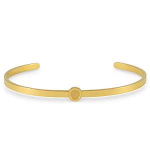 Bracciale bangle Pietra di Nascita con castone in acciaio inossidabile per SS16 a fondo piatto oro