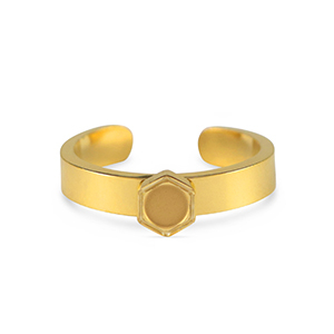 Anello Pietra di Nascita con castone in acciaio inossidabile per SS16 fondo piatto oro