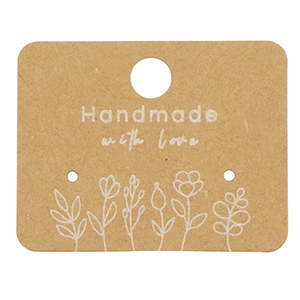 Cartoncini per bigiotteria "handmade with love" fiori marrone