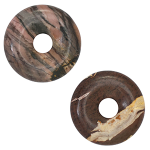 Perline in pietra naturale Diaspro donut 20mm malva-nero