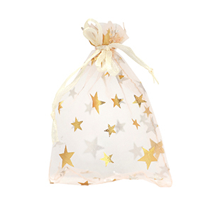 Sacchetti in organza 9x12cm stella albicocca-oro