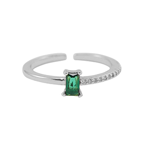 Metallo TQ in ottone anello zirconia argento-verde
