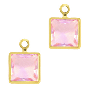 Pendenti di vetro Crystal Glass quadrato rosa-oro