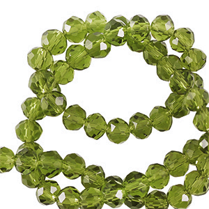 Perline sfaccettate 6x4mm rondella verde lime scuro