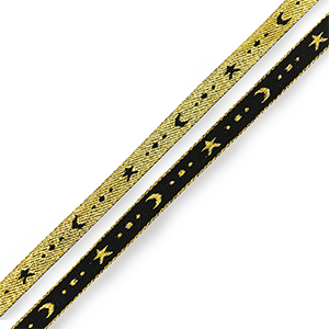 Nastro con testo luna e stella nero-oro