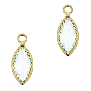 Pendenti di vetro Crystal Glass ovale blu cielo chiaro-oro