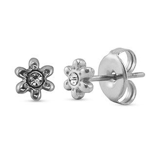 Orecchini in acciaio inossidabile a fiore argento