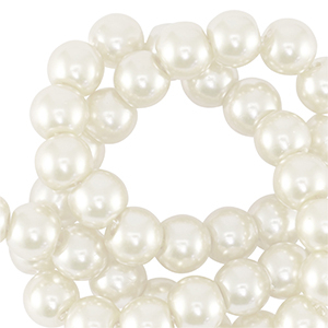 Perline di vetro con effetto perlato 4mm biancastro