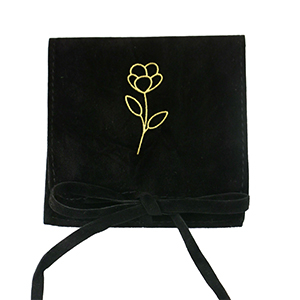 Sacchetto per gioielli fiori nero-oro