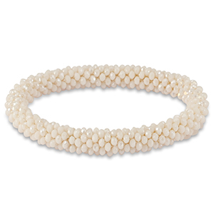 Bracciali con perline sfaccettate bianco vaniglia