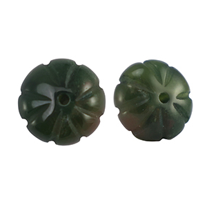 Perline in pietra naturale Calcite fiore verde scuro