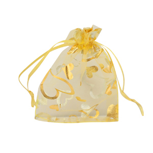 Sacchetti in organza 7x9cm cuore giallo-oro