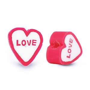 Perline di polimero ''Love'' rosso-bianco