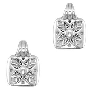 Ciondoli di metallo DQ quadrati argento antico (privo di nichel)