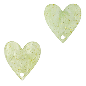 Pendenti in resina cuore verde chiaro