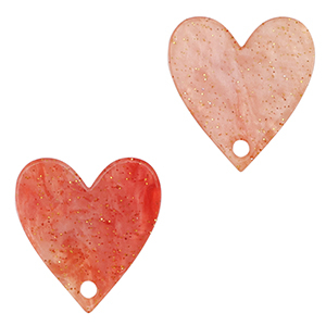 Pendenti in resina cuore rosso corallo