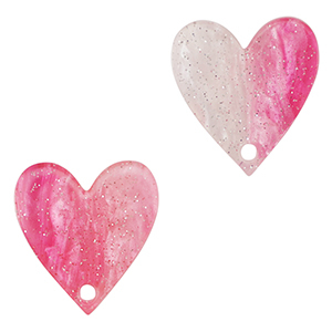 Pendenti in resina cuore rosa