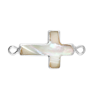 Perle di acqua dolce distanziatore croce argento-talpa