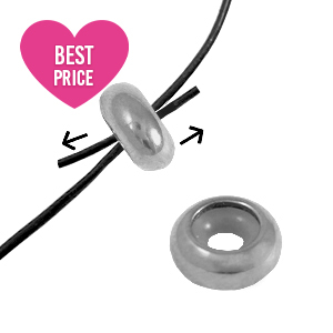 Componenti in acciaio inossidabile chiusura con perline scorrevoli 10x4mm argento