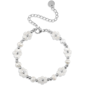 Bracciali in acciaio inossidabile perle argento