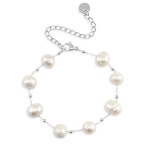 Bracciali in acciaio inossidabile perle argento