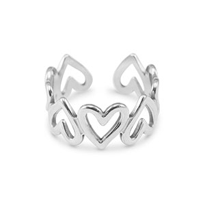 Anelli in acciaio inossidabile cuore argento