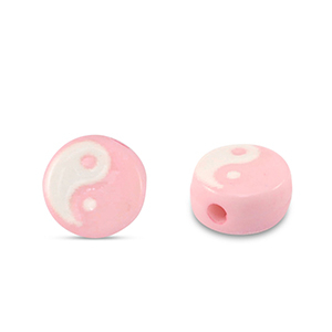 Perline alfabeto in acrilico Yin & Yang rosa-bianco