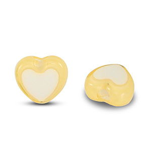 Perline in acrilico cuore giallo-bianco