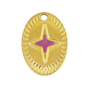 Ciondoli in acciaio inossidabile ovale stella oro-viola