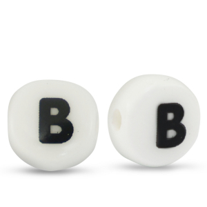 Perline alfabeto in ceramica B bianco-nero