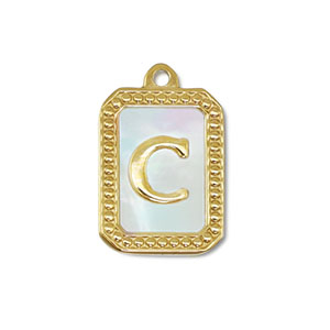 Ciondolo in acciaio inossidabile conchiglia lettera C oro-bianco (colore naturale)
