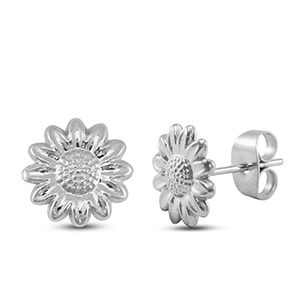 Orecchini in acciaio inossidabile fiore argento