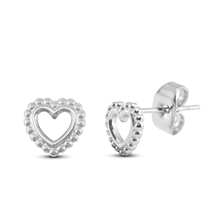 Orecchini in acciaio inossidabile cuore argento