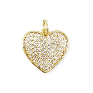 Metallo TQ in ottone ciondolo zirconia cuore oro