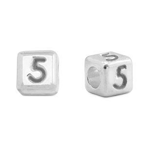 Perline alfabeto di metallo DQ 5 argento antico (privo di nichel)