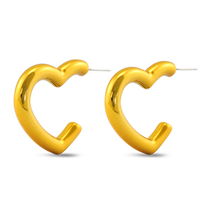 Orecchini alla moda a cuore oro giallo