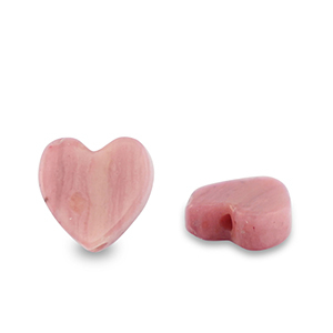 Perline in pietra naturale cuore rosa vintage