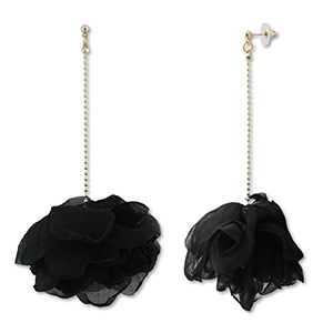 Orecchini alla moda chiffon fiore nero-oro
